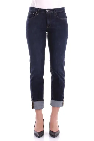 Dondup Jeans, Dames, Blauw, W29, Katoen, Blauwe Jeans met Logo Achterzak