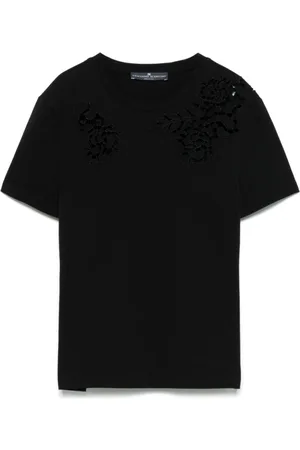 ERMANNO SCERVINO Tops, Dames, Zwart, M, Zwarte Crew Neck T-shirts en Polos