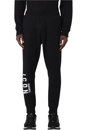 Dsquared2 Broeken, Heren, Zwart, 2Xl, Katoen, Zwarte Icon Joggers Side Logo Broek