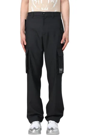 VERSACE Broeken, Heren, Zwart, S, Zwarte Cargo Broek Stijlvol Modern Uiterlijk
