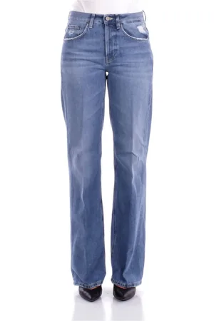 Dondup Jeans, Dames, Blauw, W26, Katoen, Blauwe Jeans met Logo en Zakken