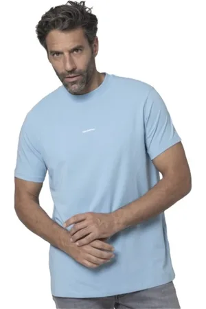 Karl Lagerfeld Tops, Heren, Blauw, S, Katoen, Blauw Logo T-shirt Korte Mouw Stretch