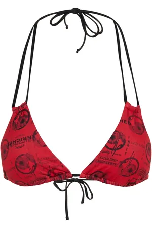 Iceberg Badkleding, Dames, Rood, L, Rode driehoekige bikinitop met metalen studs onder de buste