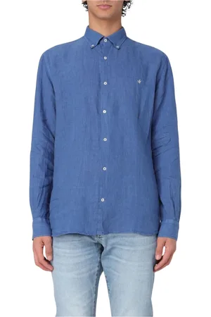 BROOKSFIELD Overhemden, Heren, Blauw, 4Xl, Linnen, Witte Lange Mouw Jurk Overhemd
