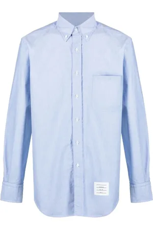 Thom Browne Overhemden, Heren, Blauw, M, Katoen, Blauw Klassiek Overhemd