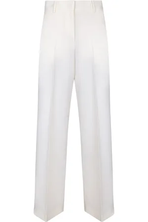 Msgm Broeken, Dames, Wit, XS, Wol, Witte Chique Broek Verhoog Stijl