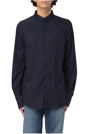 Armani Exchange Overhemden, Heren, Blauw, XS, Katoen, Navy Katoenen Overhemd Stijlvol Ontwerp