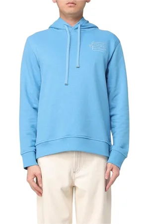 Etro Sweatshirts & Hoodies, Heren, Blauw, M, Katoen, Blauwe Geborduurde Hoodie Sweatshirt