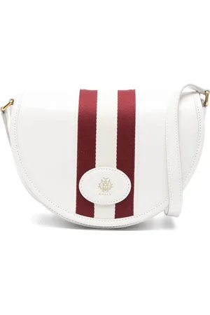 Bally Tassen, Dames, Wit, ONE Size, Witte Schoudertas met Omgeslagen Top en Streepdetail