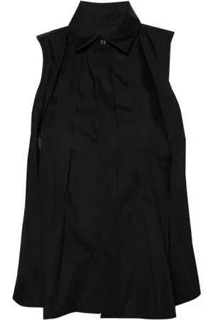 SACAI Blouses & Shirts, Dames, Zwart, L, Geplooide Zwarte Blouse