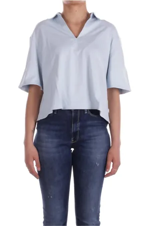 K-Way Tops, Dames, Blauw, M, Katoen, Blauwe Polo Shirt Regular Fit Katoen