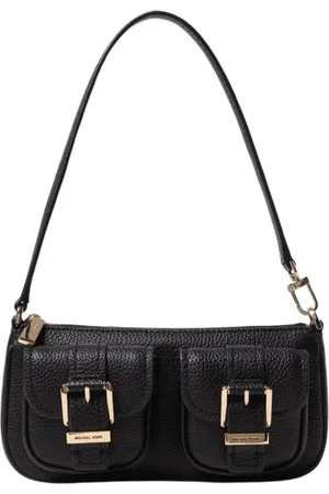 Michael Kors Tassen, Dames, Zwart, ONE Size, Leer, Schoudertas van geperst leer