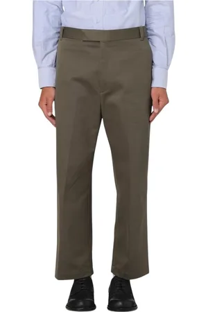 Thom Browne Broeken, Heren, Groen, S, Katoen, Groene Klassieke Straight-Leg Broek