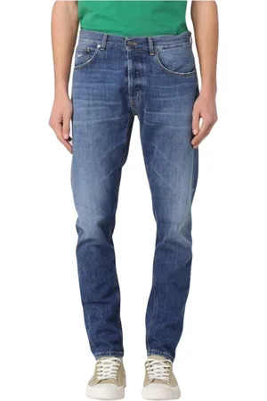 Dondup Jeans, Heren, Blauw, W33, Katoen, Moderne Blauwe Straight Leg Jeans