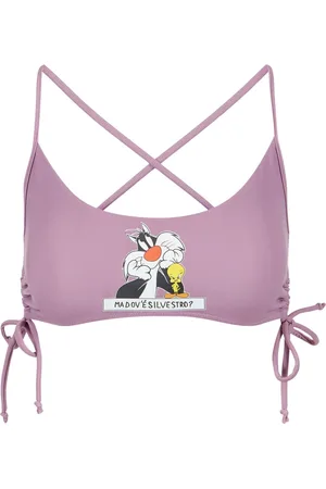 Iceberg Badkleding, Dames, Paars, L, Paarse Bandeau Badpak Top met Garfield Print in het Midden