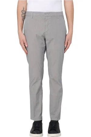 Dondup Broeken, Heren, Grijs, W38, Katoen, Zilveren Pinstripe Slim Fit Broek