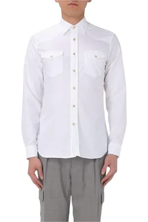 LARDINI Overhemden, Heren, Wit, 2Xl, Katoen, Wit Overhemd met Borstzakken