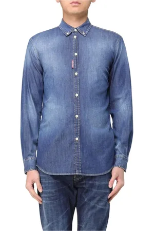 Dsquared2 Overhemden, Heren, Blauw, L, Denim, Stijlvol Denim Overhemd Lange Mouw