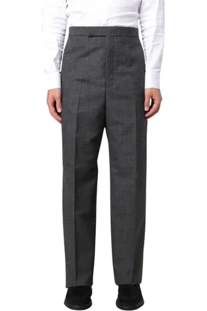 Thom Browne Broeken, Heren, Grijs, M, Wol, Stijlvolle Straight Leg Broek