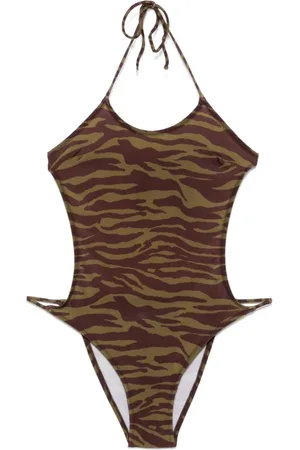 The Attico Badkleding, Dames, Veelkleurig, M, Katoen, Groen en Bruin Badkleding Ss 25