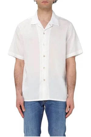 Paul Smith Overhemden, Heren, Wit, M, Katoen, Blauw overhemd met korte mouwen, verfijnde stijl