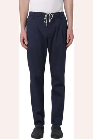 ELEVENTY Broeken, Heren, Blauw, W33, Katoen, Stijlvolle Blauwe Geplooide Broek