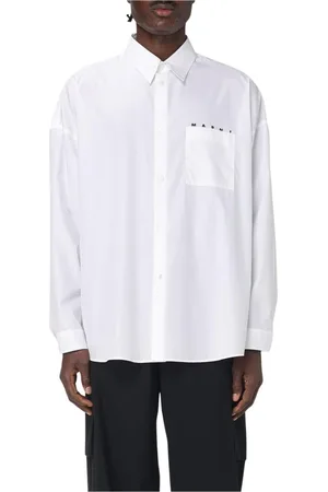 Marni Overhemden, Heren, Wit, L, Katoen, Witte Poplin Overhemd