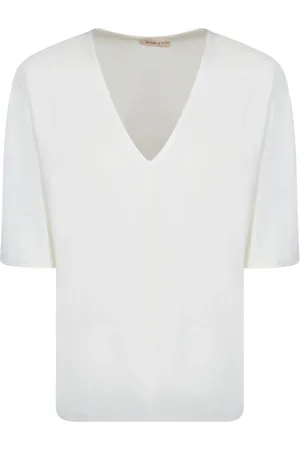 BLANCA Tops, Dames, Wit, S, Witte V-Hals Jersey Blouse