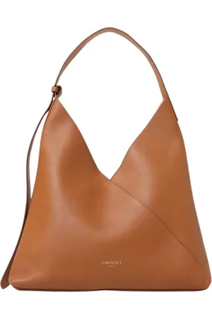 Twin-Set Tassen, Dames, Bruin, ONE Size, Leer, Zwarte Leren Schoudertas
