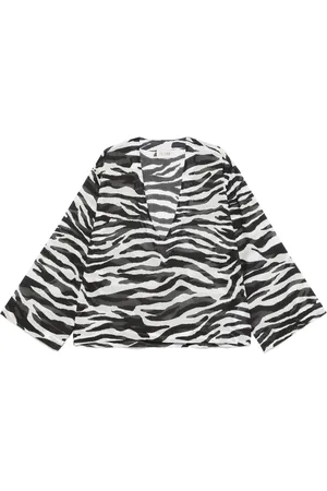The Attico Blouses & Shirts, Dames, Zwart, S, Zwart/Wit V-Hals Lange Mouw Shirt