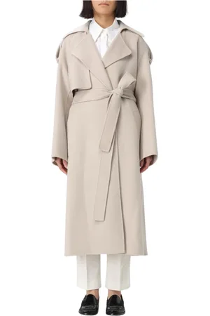 Sportmax Mantels, Dames, Grijs, 2Xs, Wol, Zwarte wollen jas lange mouwen