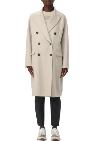 Brunello Cucinelli Mantels, Dames, Grijs, S, Wol, Elegante Wollen Jas in Grijs