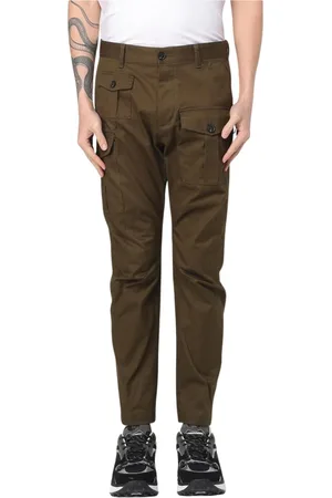 Dsquared2 Broeken, Heren, Groen, L, Zwarte Cargo Broek Stijlvol Ontwerp