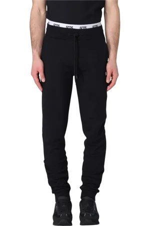 GCDS Broeken, Heren, Zwart, M, Leer, Zwarte Casual Trainingsbroeken Moderne Stijl