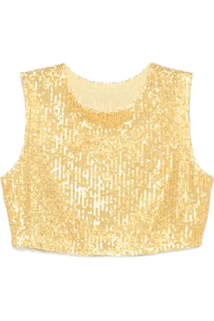 Norma Kamali Tops, Dames, Geel, M, Gele Mouwloze Crew Neck Top
