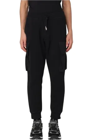 Dsquared2 Broeken, Heren, Zwart, L, Zwarte Cargo Joggers met Zakken