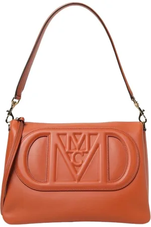 MCM Tassen, Dames, Bruin, ONE Size, Leer, Kameel Leren Schoudertas Rits