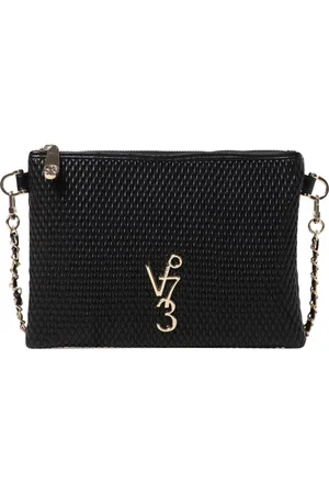 V°73 Tassen, Dames, Zwart, ONE Size, Leer, Zwarte Crossbody Tas met Kettingriem