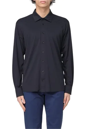 save the duck Overhemden, Heren, Zwart, XL, Polyester, Blauw Overhemd Lange Mouwen Stijlvol Modern