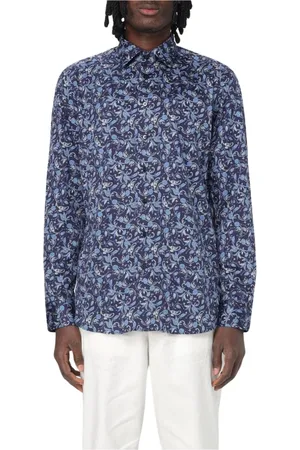 Etro Overhemden, Heren, Blauw, L, Katoen, Rood Paisley Print Overhemd
