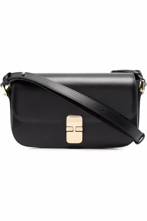 A.P.C. Tassen, Dames, Zwart, ONE Size, Zwarte leren schoudertas