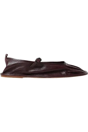 Hereu Schoenen, Dames, Bruin, 38 EU, Leer, Bruine Leren Ballerina Flats met Enkelband