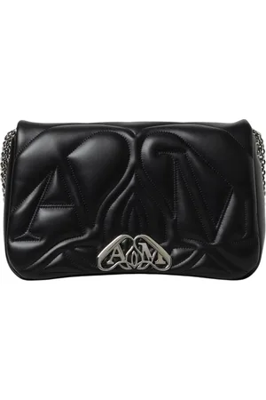 Alexander McQueen Tassen, Dames, Zwart, ONE Size, Leer, Gewatteerde Monogram Schoudertas