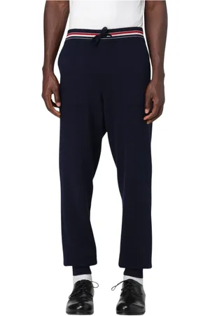 Thom Browne Broeken, Heren, Blauw, XL, Blauwe Relaxte Fit Trainingsbroeken