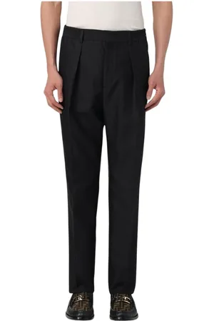 Fendi Broeken, Heren, Zwart, M, Zwarte Geplooide Broek voor Mannen