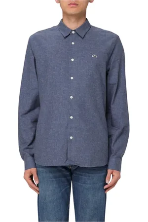 Lacoste Overhemden, Heren, Blauw, 3Xl, Katoen, Gestructureerde Longsleeve Shirt in Blauw