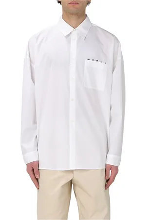 Marni Overhemden, Heren, Wit, M, Katoen, Witte Poplin Overhemd