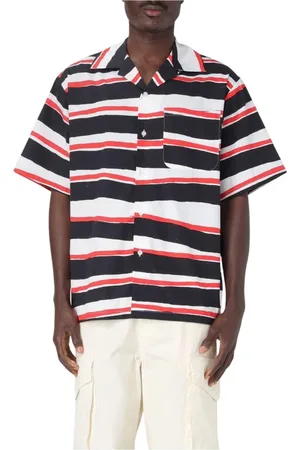 Msgm Overhemden, Heren, Veelkleurig, L, Gestreept Camp Kraag Shirt