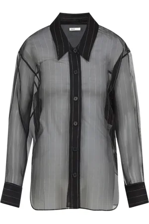 Khaite Blouses & Shirts, Dames, Zwart, S, Zwarte Zijden Overhemd Elegante Stijl