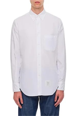 Thom Browne Overhemden, Heren, Wit, M, Katoen, Klassieke Overhemd Lange Mouw